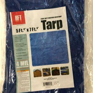 Light Duty Weather Resistant Blue Tarp Waterproof, 5.5 ft x 7.5 ft, NEW